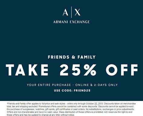 armani exchange coupon code.